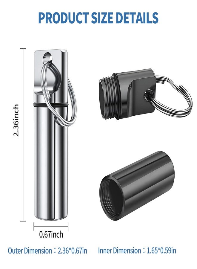 Creztail 5 Packs Pill Case Keychain, Aluminum Alloy Mini Portable Pill Bottle, Waterproof Keychain Pill Holder for Purse, Pill Holder with Keyring for Outdoor Camping Travel(5 Colors - Image 2