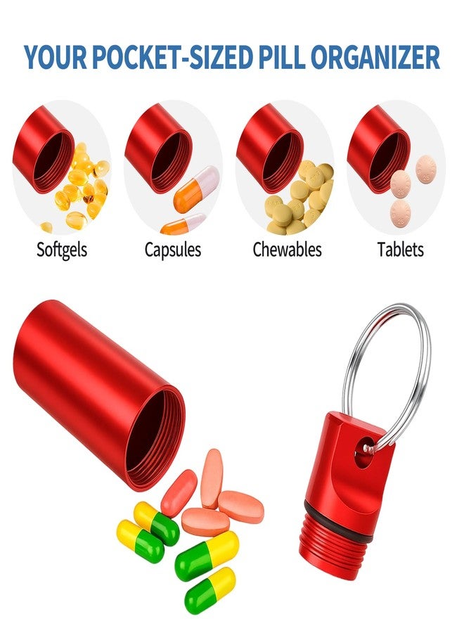 Creztail 5 Packs Pill Case Keychain, Aluminum Alloy Mini Portable Pill Bottle, Waterproof Keychain Pill Holder for Purse, Pill Holder with Keyring for Outdoor Camping Travel(5 Colors - Image 5