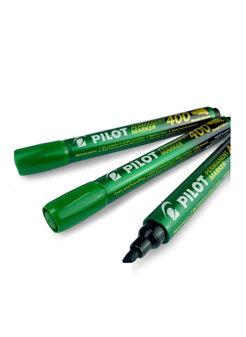 PILOT 3-Piece Permanent Marker Chisel Tip Green Ink  - Image 1