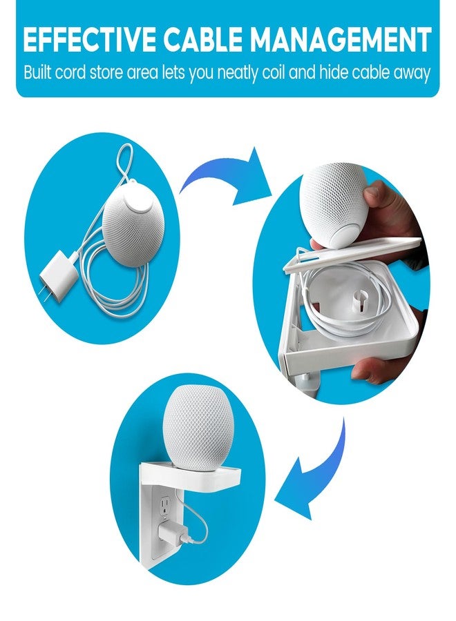 Roolaudk White Wall Outlet Shelf with Cord Storage - Standard Vertical Duplex Organizer for Bathroom Decor, Smart Home, Power Tools, Toothbrush (2 Pack) - Image 5