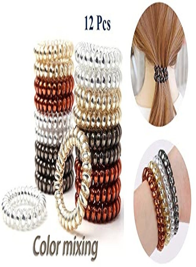 غلان ربطات شعر جلان للبنات، 12 قطعة، ربطات شعر حلزونية، سلك هاتف، حامل ذيل حصان للنساء، ربطة شعر مطاطية حلزونية متعددة الألوان - Image 5