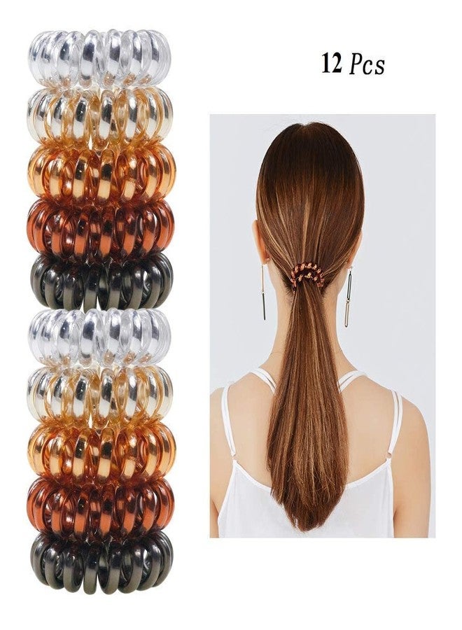 غلان ربطات شعر جلان للبنات، 12 قطعة، ربطات شعر حلزونية، سلك هاتف، حامل ذيل حصان للنساء، ربطة شعر مطاطية حلزونية متعددة الألوان - Image 3