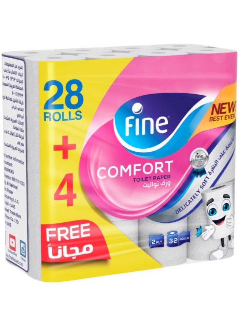 Fine Toilet Tissue Comfort 180 Sheets 2 Plies - 32 Rolls