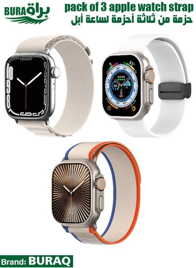 BURAQ - Apple Watch Band Strap For Apple Watch Ultra 2/Ultra 49mm, Series 10 46mm, 9/8/7 45mm, SE2/SE/6/5/4 44mm, 3/2/1 42mm - Image 1