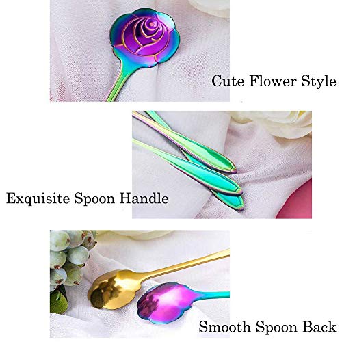 ESRISE 9 Pcs Flower Spoon Coffee Teaspoon Set, ESRISE Stainless Steel Tea Spoon for Tea Party Decorations (Multi) - Image 4