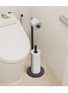 Generic Toilet Paper Holder Stand, Bathroom Toilet Paper Roll Holder Stand with Reserve, Standing Rustproof Toilet Paper Stand with Non-Slip Stable Base, Black Toilet Paper Holder Stand for Bathroom  - Image 5