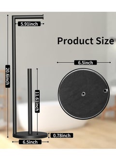 Generic Toilet Paper Holder Stand, Bathroom Toilet Paper Roll Holder Stand with Reserve, Standing Rustproof Toilet Paper Stand with Non-Slip Stable Base, Black Toilet Paper Holder Stand for Bathroom  - Image 2