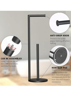 Generic Toilet Paper Holder Stand, Bathroom Toilet Paper Roll Holder Stand with Reserve, Standing Rustproof Toilet Paper Stand with Non-Slip Stable Base, Black Toilet Paper Holder Stand for Bathroom  - Image 3
