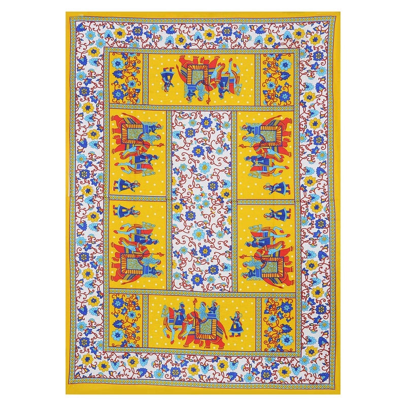 Doraya Jaipuri Rajasthani Traditional Sanganeri Printed Cotton Single Size Bedsheet with 1 Pillow Cover - Image 4