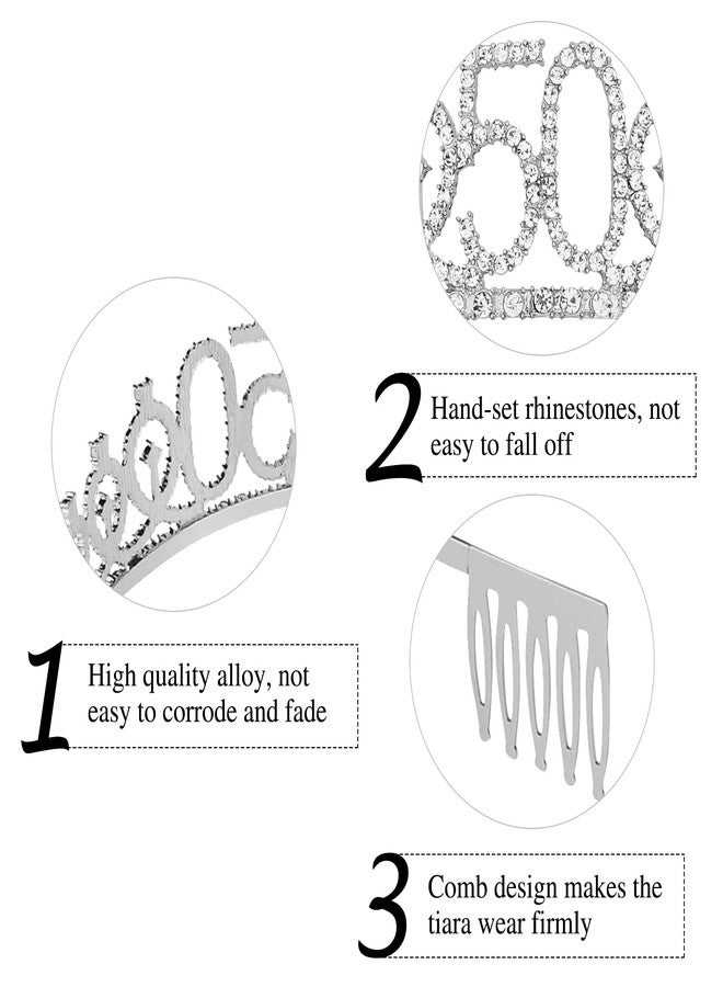 Semato "50 & Fabulous" Birthday Tiara and Sash Kit- 50th Birthday Gifts for Women 50th Birthday Party Decorations (silver) - Image 3