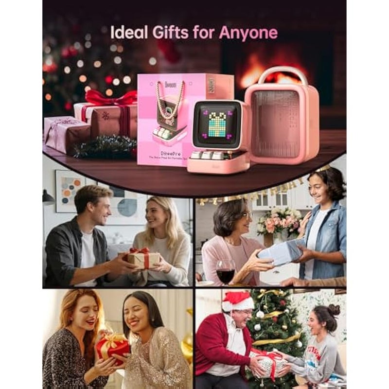 DIVOOM ACDIVDITPNK  Ditoo Pixel Art Portable Bluetooth Speaker with App Controlled 16X16 LED Front Panel Pink - Pink (Pack of1) - Image 2