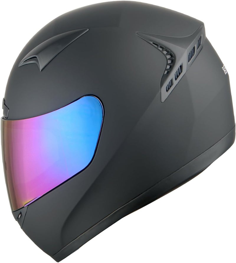 1STORM Motorcycle Bike Full Face Helmet Booster - Matt Black, Size XL - Image 1
