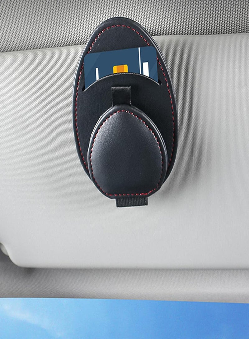 GGOOT Sunglasses Clip,Sunglasses Holder for Car | Magnet Sunglasses Holder for Car Leather Car Sunglass Holder Sunglasses Clip with Storing Glasses Cards  - Image 3
