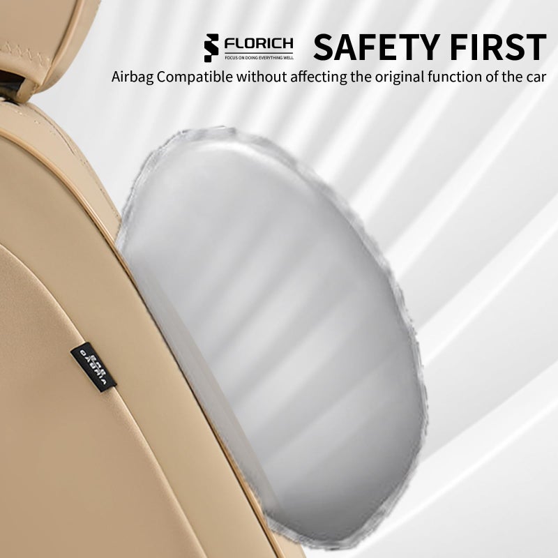 FLORICH Leather Seat Covers, Car Seat Cover Full Set Automotive Seat Covers Waterproof Car Seat Protectors 5 Seats Universal Seat Cover Fit for Most Cars SUV Trucks, Beige - Image 4