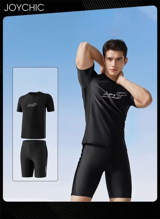 Joychic طقم ملابس رياضية صيفية للرجال بأكمام قصيرة و ياقة دائرية، طقم خارجي سريع الجفاف وقابل للتنفس - Image 1