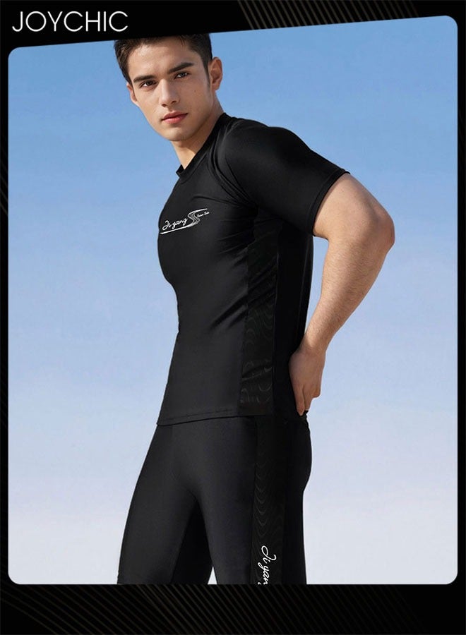 Joychic طقم ملابس رياضية صيفية للرجال بأكمام قصيرة و ياقة دائرية، طقم خارجي سريع الجفاف وقابل للتنفس - Image 3