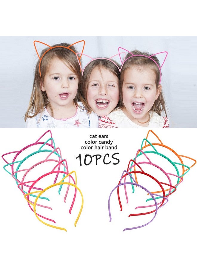 Zifengcer 10 Pcs Plastic Cat Ears Headbands For Kids Girls Women Multicolor Cute Sawtooth Kitty Ears Headwear Gifts Party Halloween Birthday Supplies  - Image 4