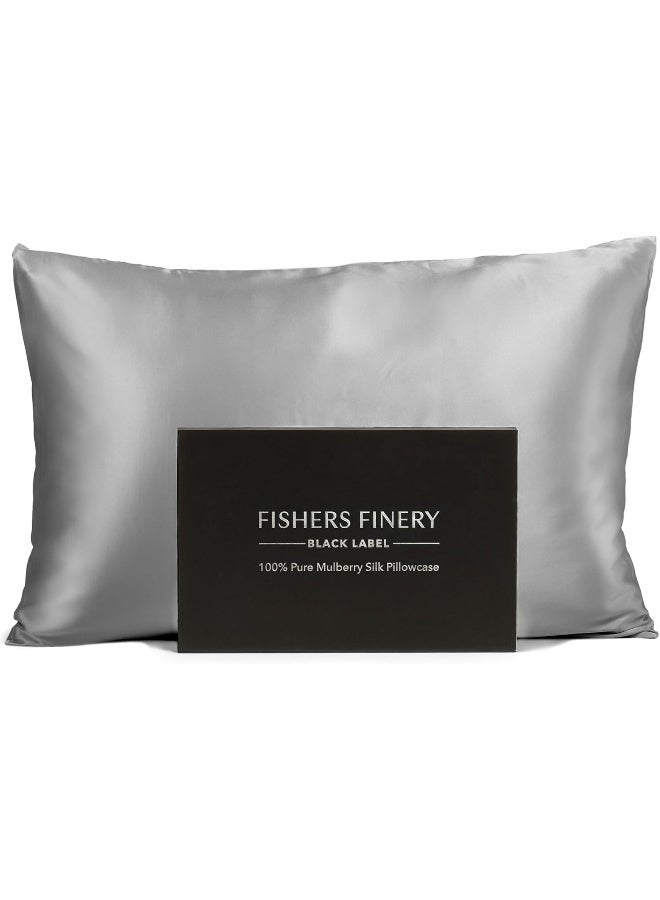 Fishers Finery 30mm 100% Pure Mulberry Silk Pillowcase, Quality Tested (Silver, Queen) - Image 3
