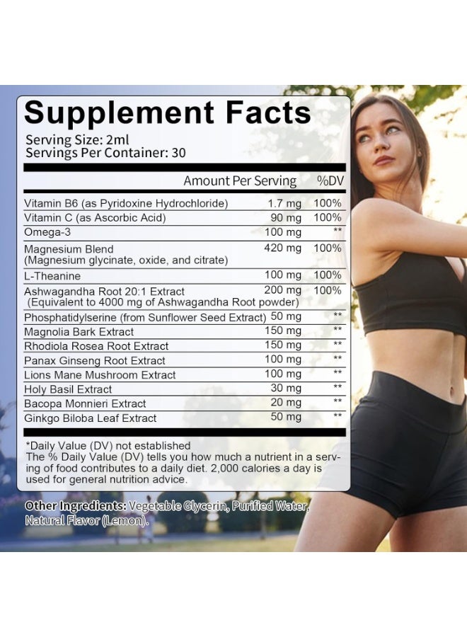 توتاريا قطرات Totaria الطبيعية لدعم مستويات الكورتيزول، مع الأشواغاندا والمغنيسيوم وL-الثيانين؛ تعزز التوازن النفسي، والنوم، والوظائف الإدراكية. سريعة الامتصاص - 60 مل. - Image 5