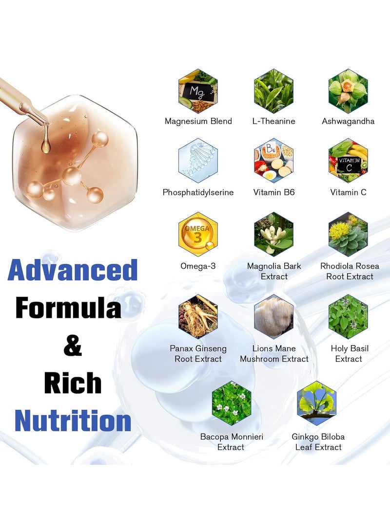 توتاريا قطرات Totaria الطبيعية لدعم مستويات الكورتيزول، مع الأشواغاندا والمغنيسيوم وL-الثيانين؛ تعزز التوازن النفسي، والنوم، والوظائف الإدراكية. سريعة الامتصاص - 60 مل. - Image 2