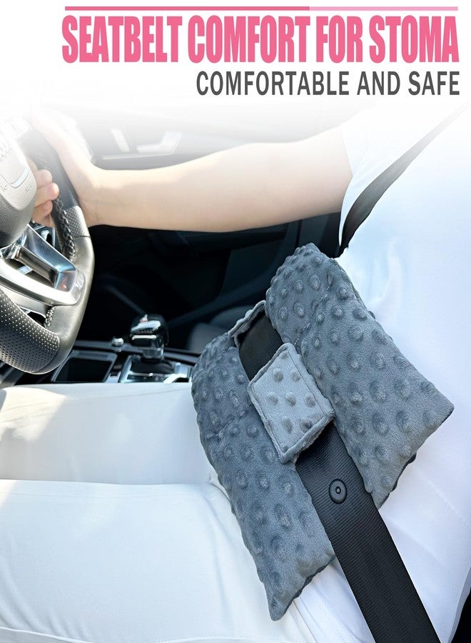 BNRendles Ostomy Seatbelt Pillow, Ostomy Driving Protector, Stoma Shiled Ileostomy Urostomy Riding Guard, No Squeezing, Ostomate Must Have Supplies, Minky Dot Dark Gray - Image 4