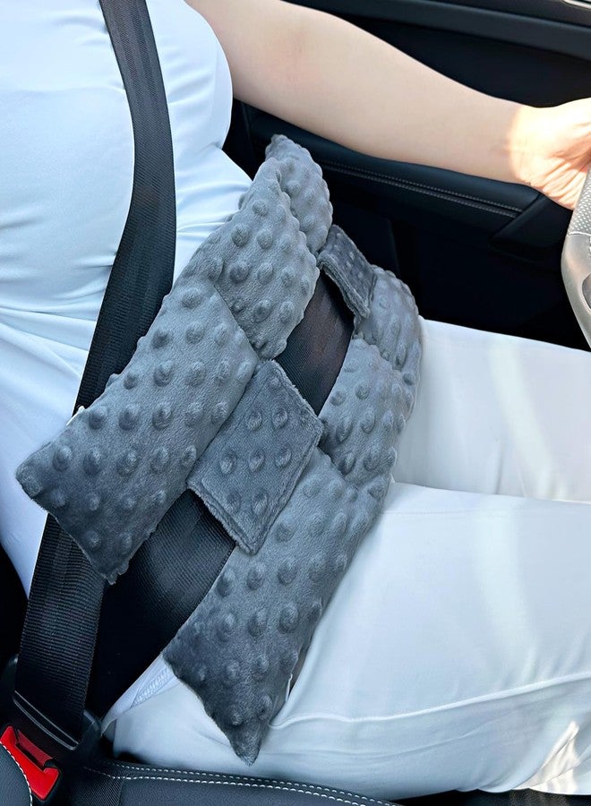 BNRendles Ostomy Seatbelt Pillow, Ostomy Driving Protector, Stoma Shiled Ileostomy Urostomy Riding Guard, No Squeezing, Ostomate Must Have Supplies, Minky Dot Dark Gray - Image 1