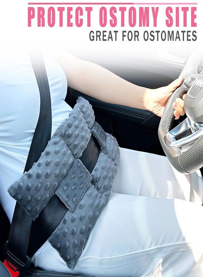 BNRendles Ostomy Seatbelt Pillow, Ostomy Driving Protector, Stoma Shiled Ileostomy Urostomy Riding Guard, No Squeezing, Ostomate Must Have Supplies, Minky Dot Dark Gray - Image 3