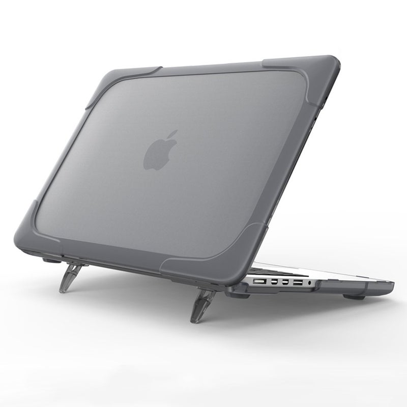 Funut Compatible with MacBook Retina 12 inch Case A1534, Hard Plastic & TPU Protective Case with Kickstand Shock Proof Matt Case Cover for A1534 MacBook 12" with Retina Display (# Gray) - Image 1