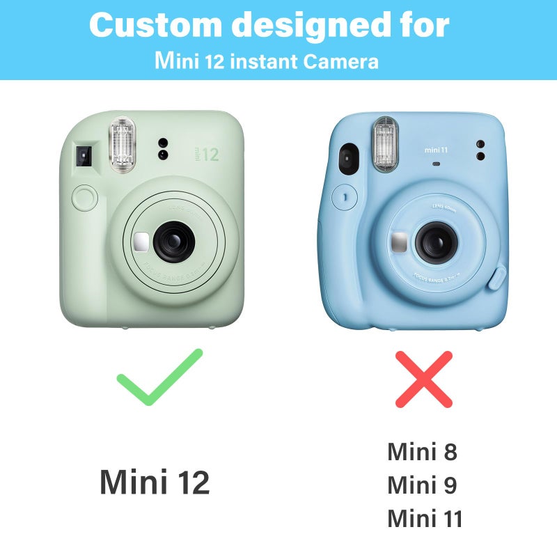 Rieibi Clear Case Compatible with Fuji Instax Mini 12, Hard Carrying Case Bag for Fujifilm Instax Mini 12 Instant Camera, PC Cover with Photo Storage Pocket & Shoulder Strap - Image 3