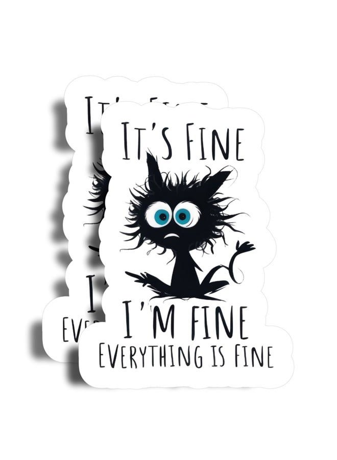 Printlabz 2 Pack 5" Black Cat Fine I'm Fine Magnet - Thick Strong Magnet - Made in USA - Image 1