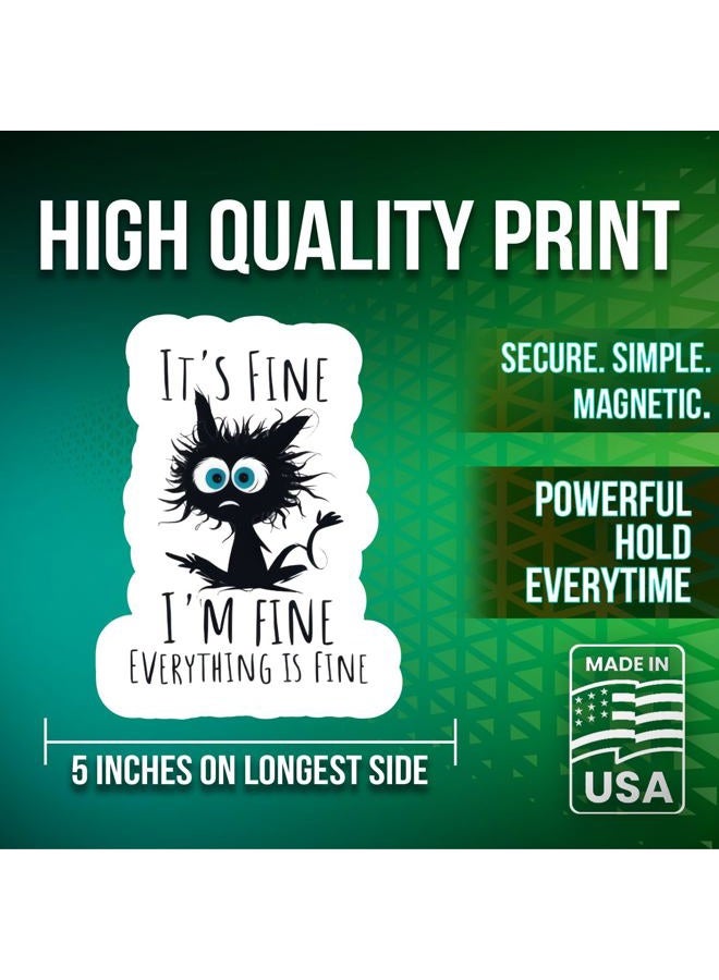 Printlabz 2 Pack 5" Black Cat Fine I'm Fine Magnet - Thick Strong Magnet - Made in USA - Image 2