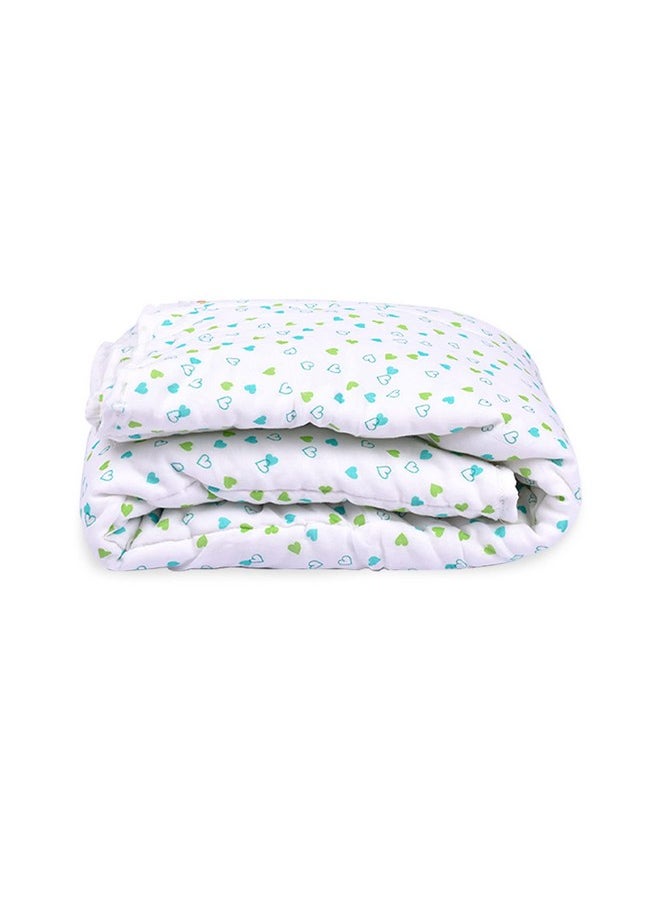 MOM'S HOME Organic Cotton Baby Quilt Blanket- 0-3 Year-110X120 Quilt - Blue Heart (Ac And Mild Winters)  - Image 3