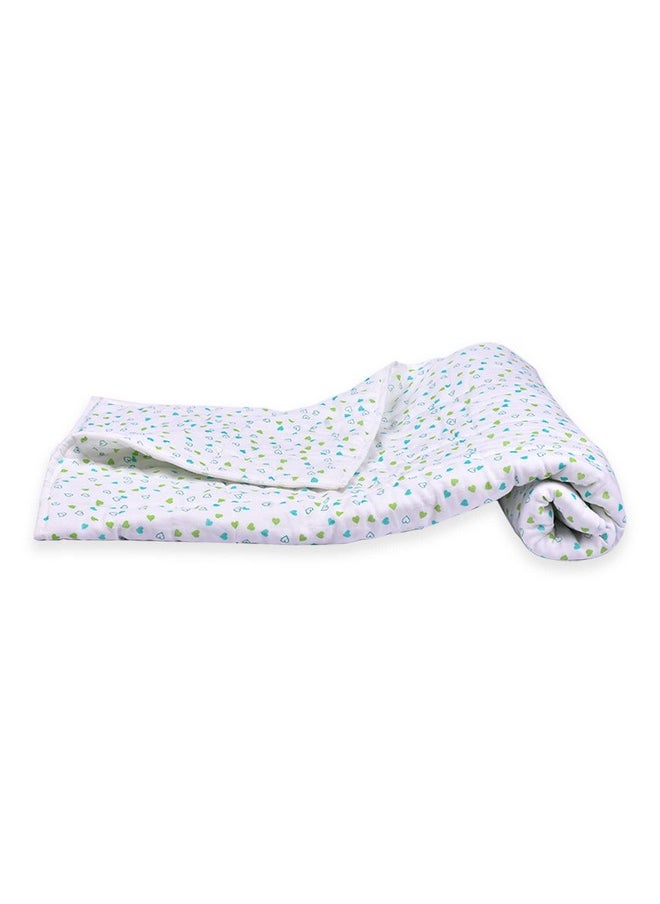 MOM'S HOME Organic Cotton Baby Quilt Blanket- 0-3 Year-110X120 Quilt - Blue Heart (Ac And Mild Winters)  - Image 2