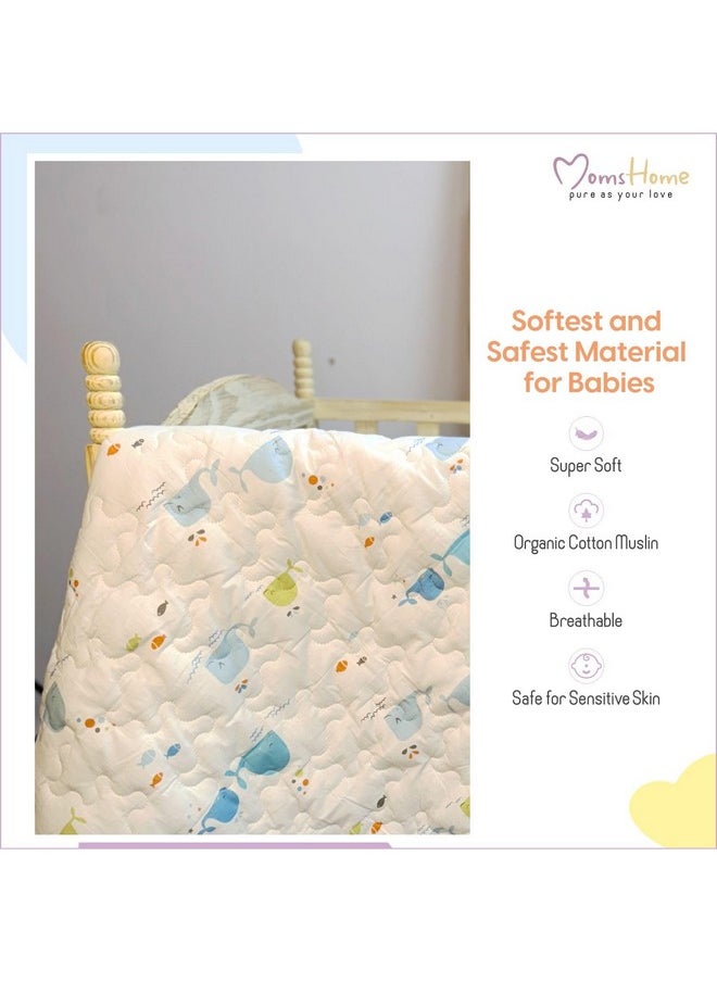 MOM'S HOME Organic Cotton Baby Quilt Blanket- 0-3 Year-110X120 Quilt - Blue Heart (Ac And Mild Winters)  - Image 4