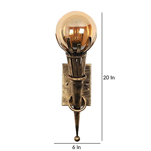 Improvhome Mughal Mashal Style Antique Hand Crafted Wall Light Without Bulb (Golden, 40W) - Image 2