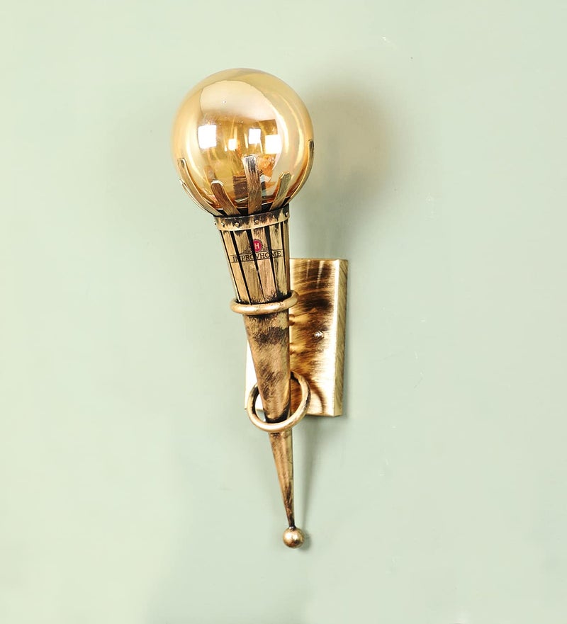 Improvhome Mughal Mashal Style Antique Hand Crafted Wall Light Without Bulb (Golden, 40W) - Image 1