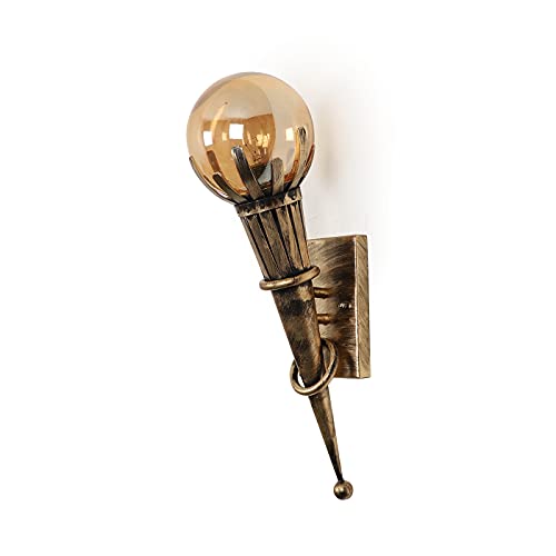 Improvhome Mughal Mashal Style Antique Hand Crafted Wall Light Without Bulb (Golden, 40W) - Image 3