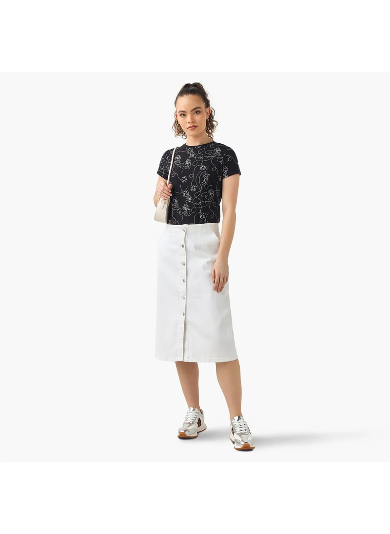 اس بي كاركترز Felix The Cat Print Crew Neck T-shirt