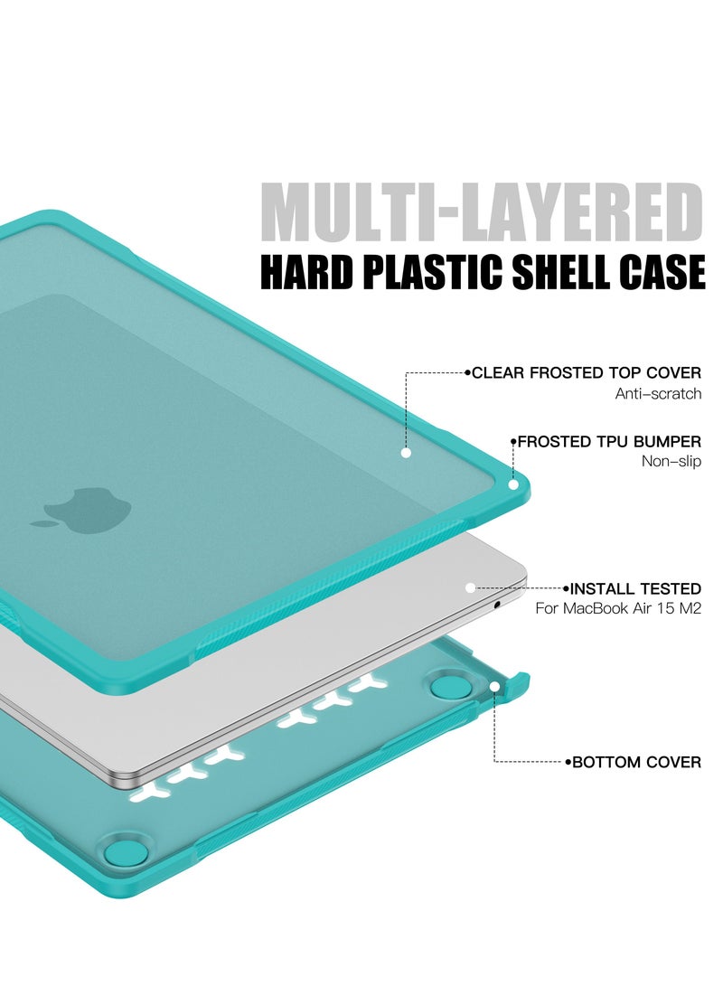 GULFLINK Hard Shell Case Cover with Kickstand Shockproof Function for MacBook Air A2941 2023 15 inch Light blue - Image 2