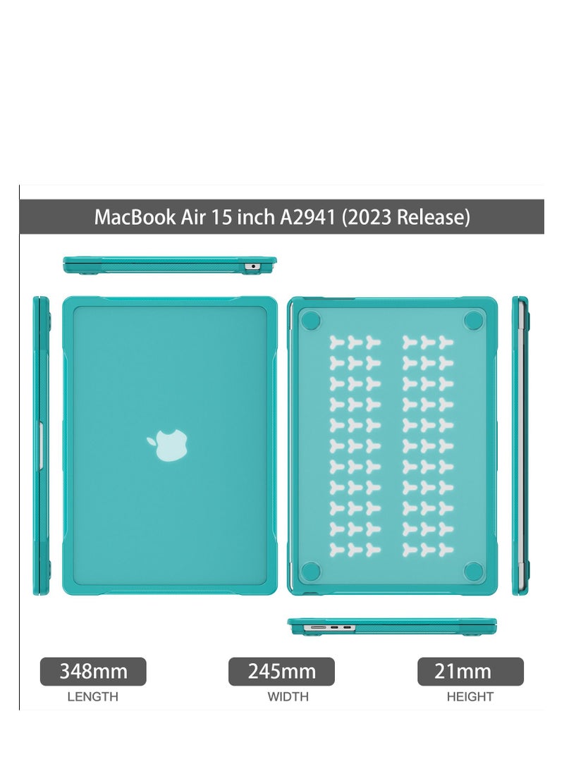 GULFLINK Hard Shell Case Cover with Kickstand Shockproof Function for MacBook Air A2941 2023 15 inch Light blue - Image 3