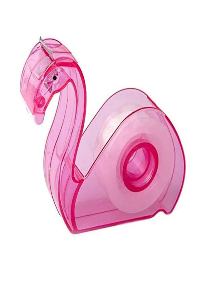 Hibucuo Cute Tape Dispenser Desktop, Cartoon Flamingos Tape Holder Portable Tape Cutter Kids School Office Accessory Tape 3/4 Inch Pink - Image 1