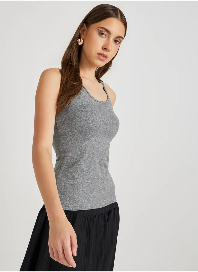 Styli Solid Round Neck Cami Top