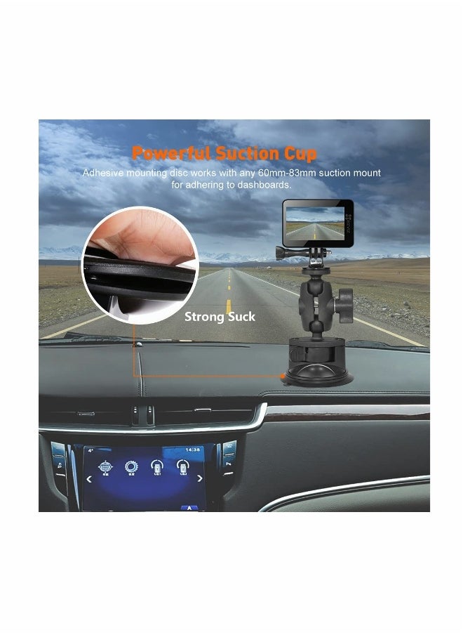 Generic KASTWAVE Camera Car Windshield Suction Cup Mount Compatible with for GoPro Hero 10 9 8 7 6 5 Black 4 Session Insta360 for AKASO Campark DJI OSMO Action YI Action Camera Car Dash Cameras  - Image 5