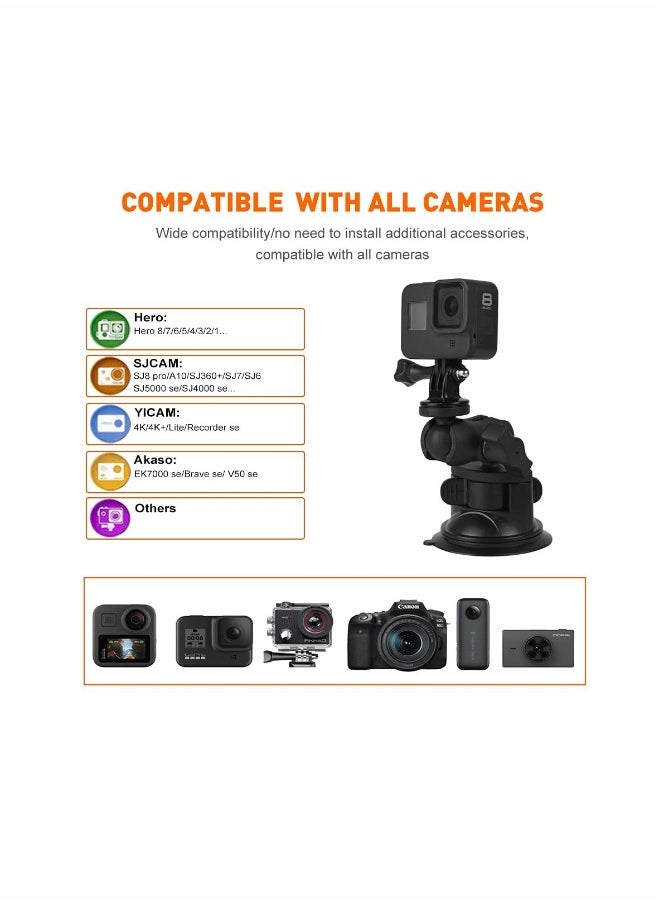 Generic KASTWAVE Camera Car Windshield Suction Cup Mount Compatible with for GoPro Hero 10 9 8 7 6 5 Black 4 Session Insta360 for AKASO Campark DJI OSMO Action YI Action Camera Car Dash Cameras  - Image 2