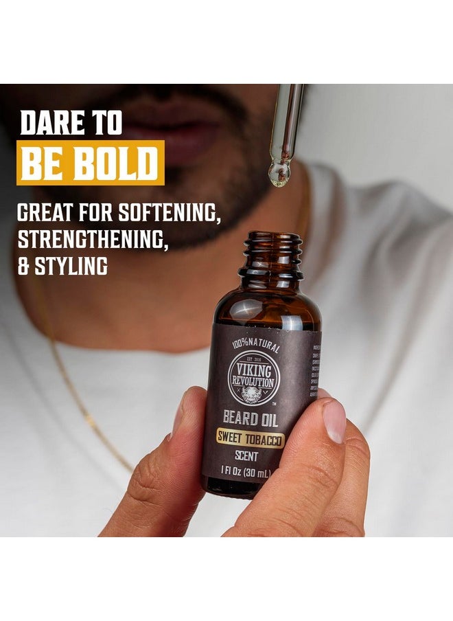 Viking Revolution - Sweet Tobacco Beard Oil For Men - Natural Mens Beard Oil With Argan Oil And Jojoba Oil - Beard Softener, Strengthens And Moisturizes - Beard Conditioner For Men (Sweet Tobacco,1Pack) - Image 1
