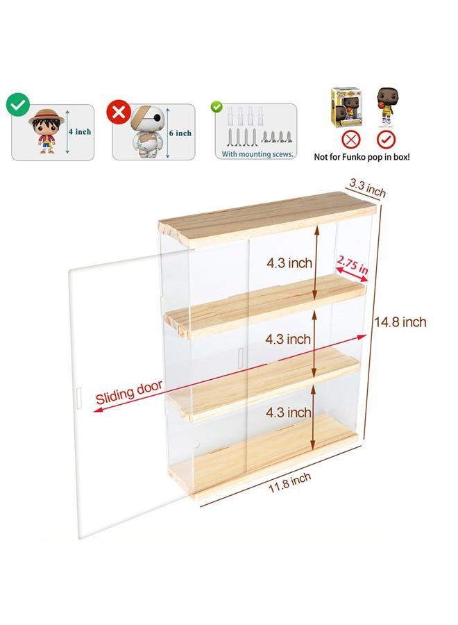 DuvinDD Acrylic Display Case Clear Figure Display Case Lego Display Shelves with Sliding Door, Wall Mounted Dustproof Trinket Shelf for Miniature Hot Wheels for Home Bedroom Decor(11.8x3.3x14.8inch) - Image 4