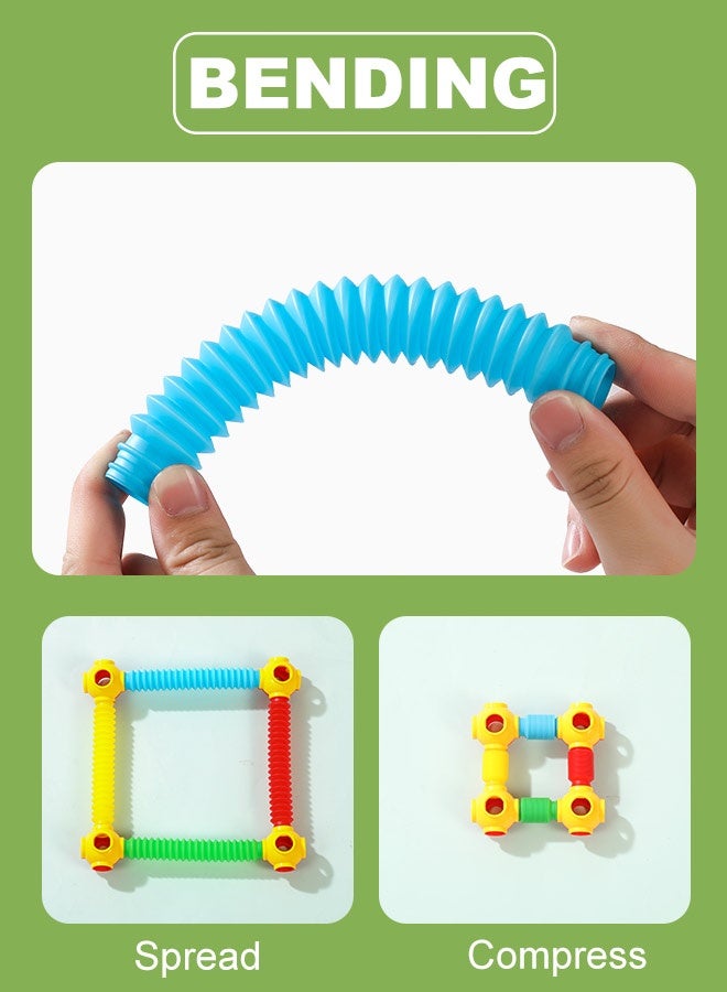 JSAITOYS Stretch Tubes and Connectors Interlocking Toys Construction Toys for Kids-62 Pieces - Image 4