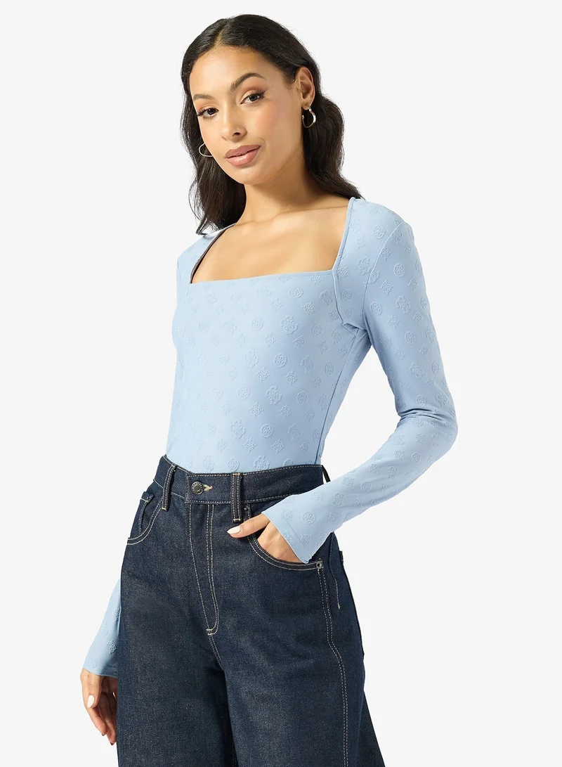 GUESS Long Sleeve Jacquard Elleona Top