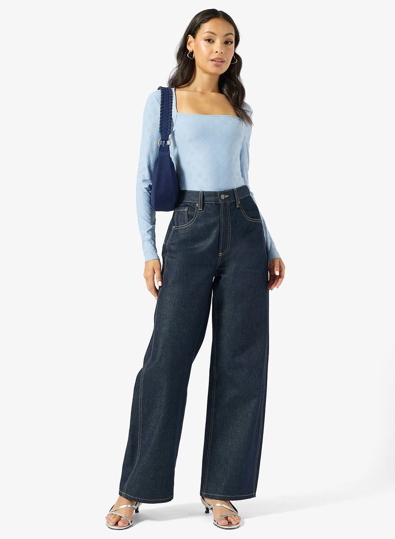 GUESS Long Sleeve Jacquard Elleona Top - Image 4