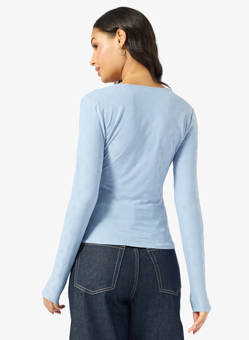 GUESS Long Sleeve Jacquard Elleona Top - Image 2